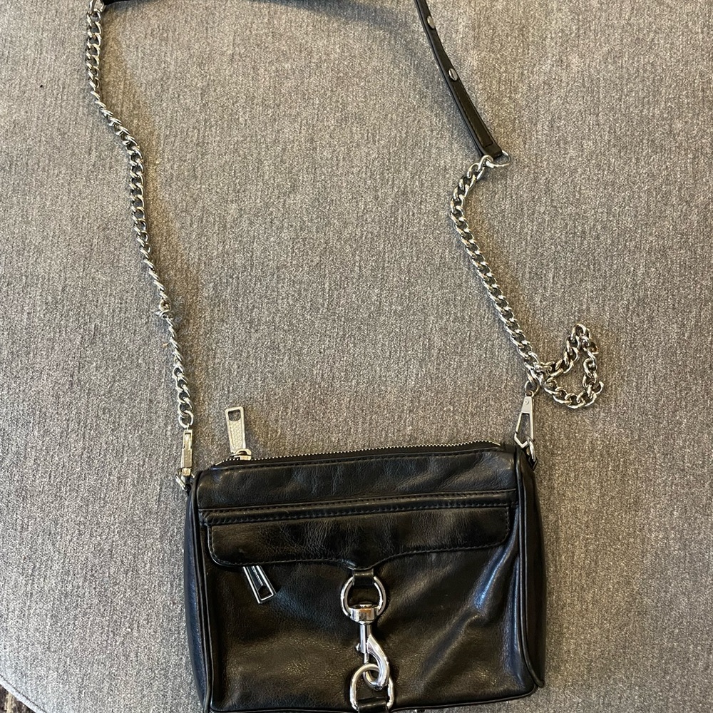 Black leather Rebecca minkoff cross body bag